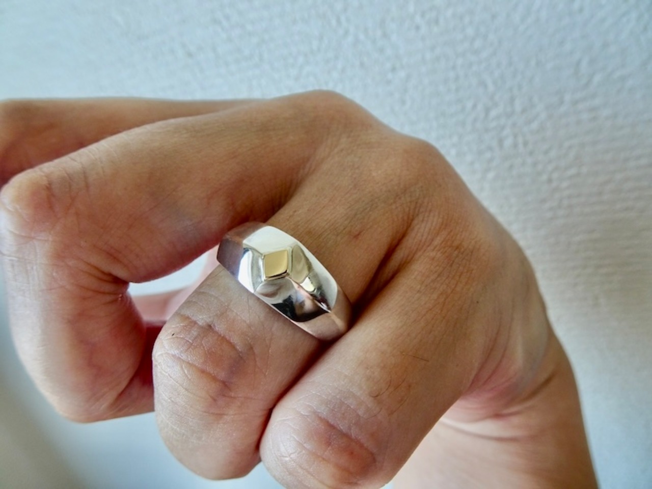仁尾彫金『k18菱形プレートリング』ハンドメイド305 | 仁尾彫金