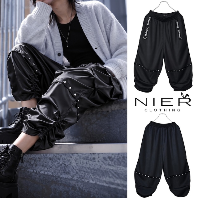 《先着39点限定新作シークレット先取りSALE》GATHERED HEM DESIGN PANTS【BLACK】