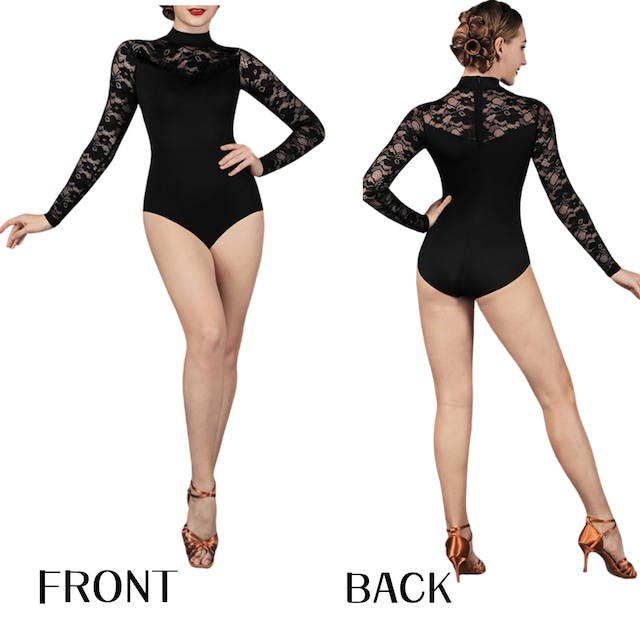 レーススリーブ エレガント レオタードトップス【レオタードタイプ】 ds0424