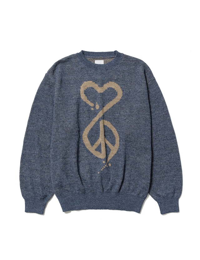 Sasquatchfabrix. / CALLIGRAPHIC “LOVE & PEACE” KNIT(INDIGO BLUE)