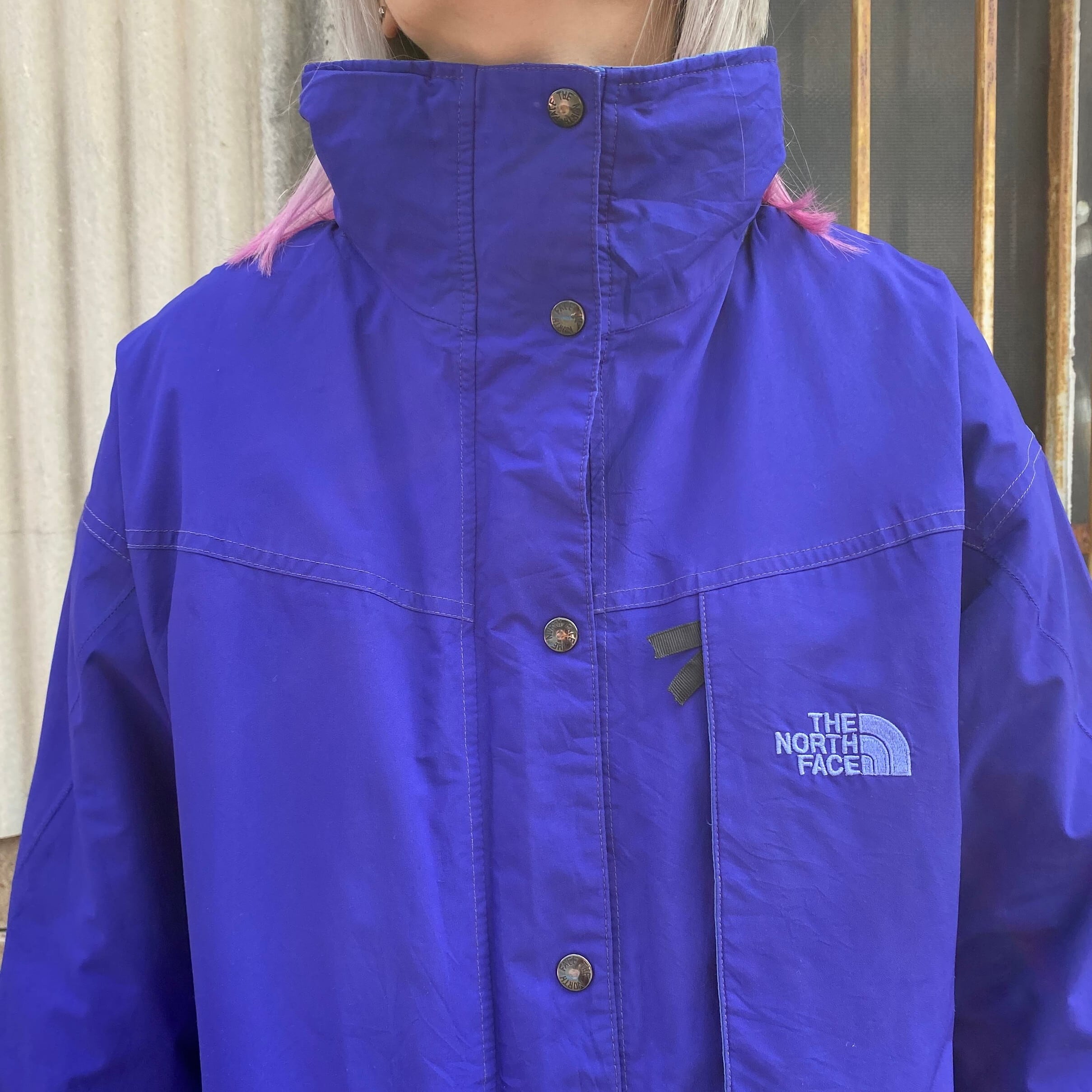 90年代 ザ ノースフェイス Stowaway III ゴアテックス マウンテンパーカー メンズL 古着 THE NORTH FACE 90s  ヴィンテージ ビンテージ GORE-TEX フード収納型 青紫【アウトドアジャケット】【cs2212-10a】【AN20】 | cave