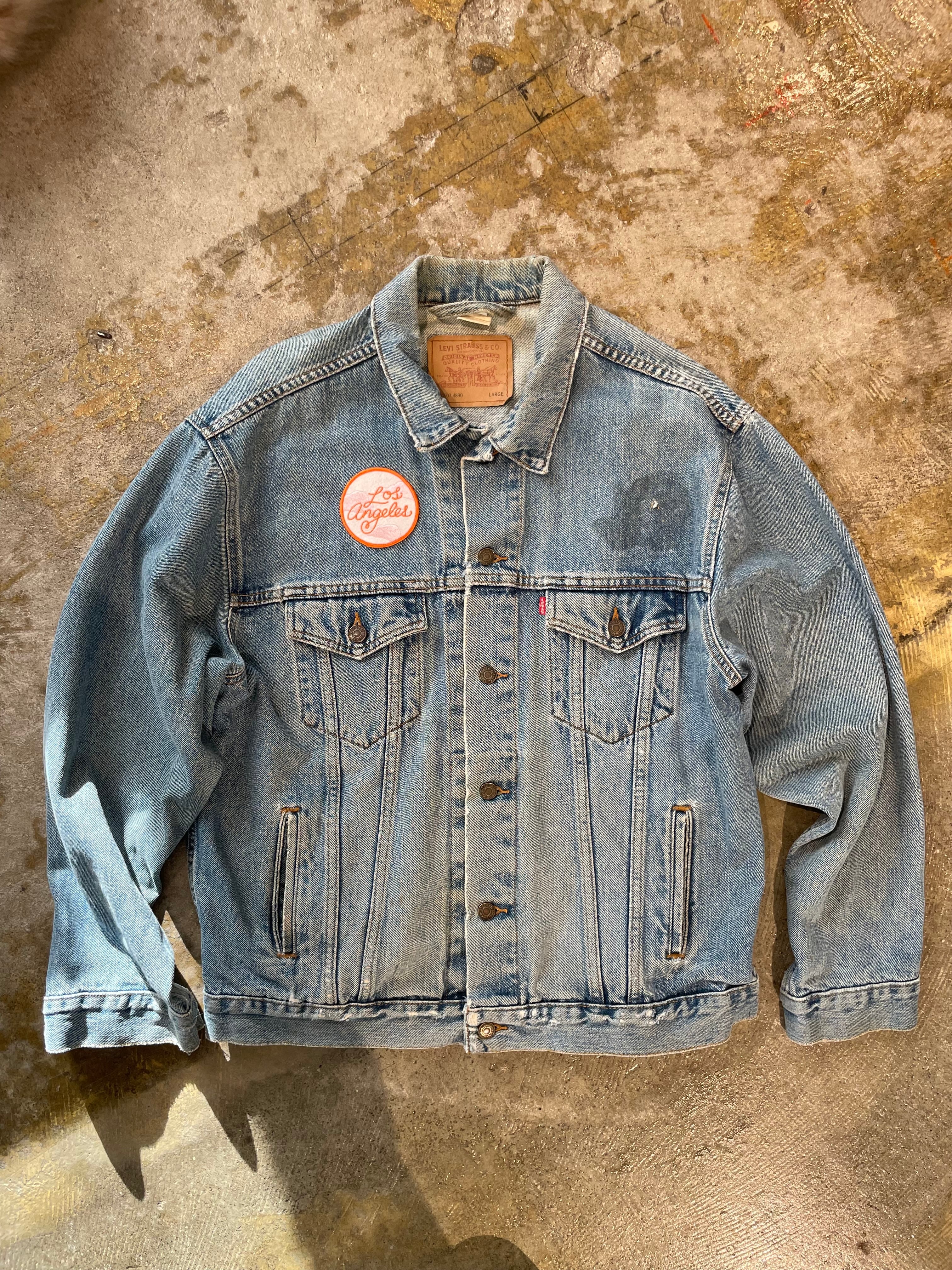 80s OLD STUSSY/Denim Jacket/USA製/黒タグ/L/デニムジャケット