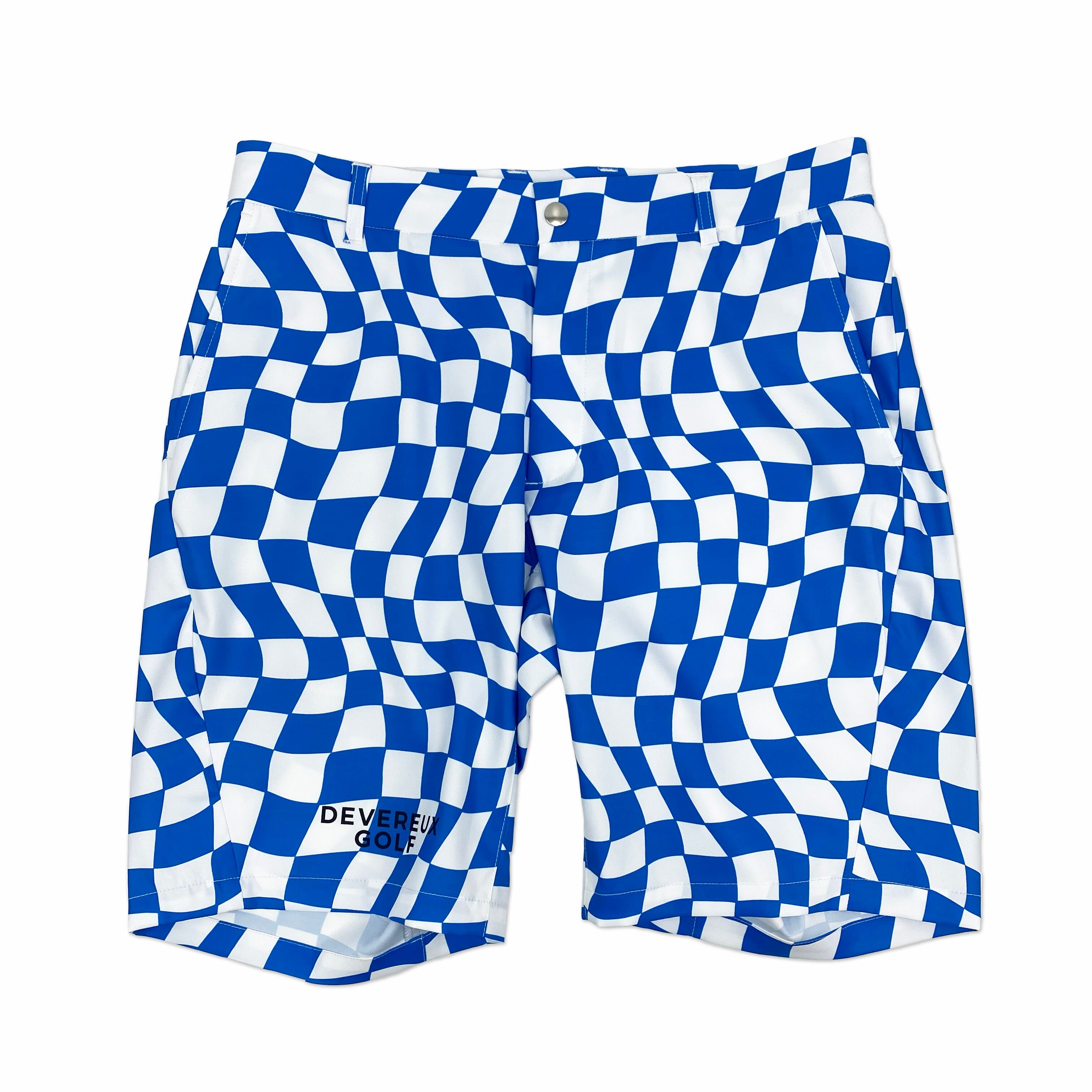 DEVEREUX GOLF】《MEN'S》DVRX Deform Checkerショーツ(WHITE x AQUA