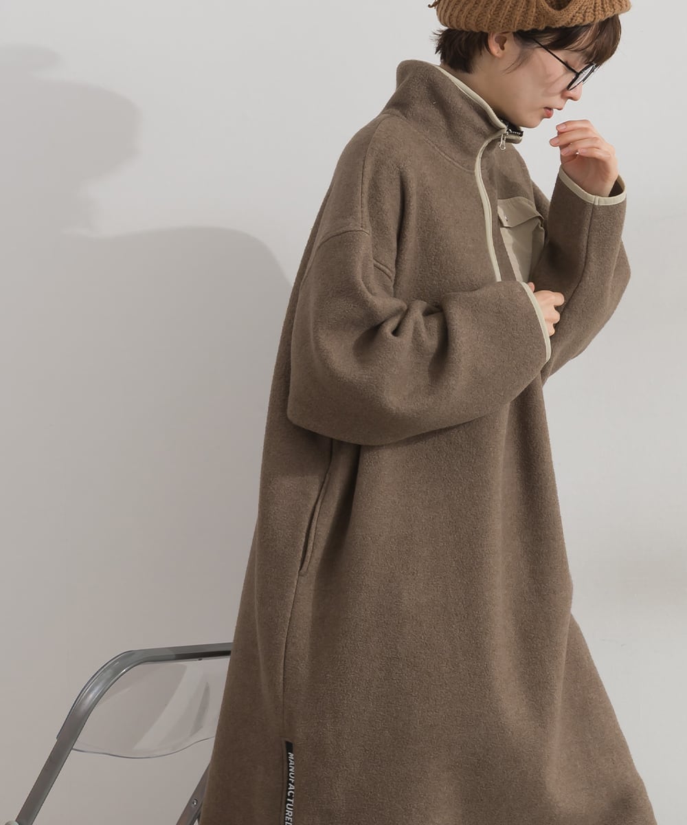 J263027 あったかフリース サイドZIPロングワンピース / Fleece Side