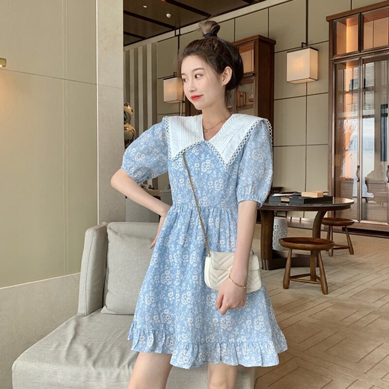 スリーブフローラルドレス サマースカート 夏物 花柄 フラワーデザイン 試着室32512388345