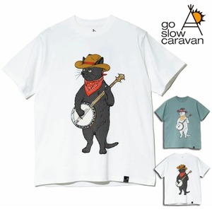goslowcaravan バンジョー猫Tシャツ（ホワイト）