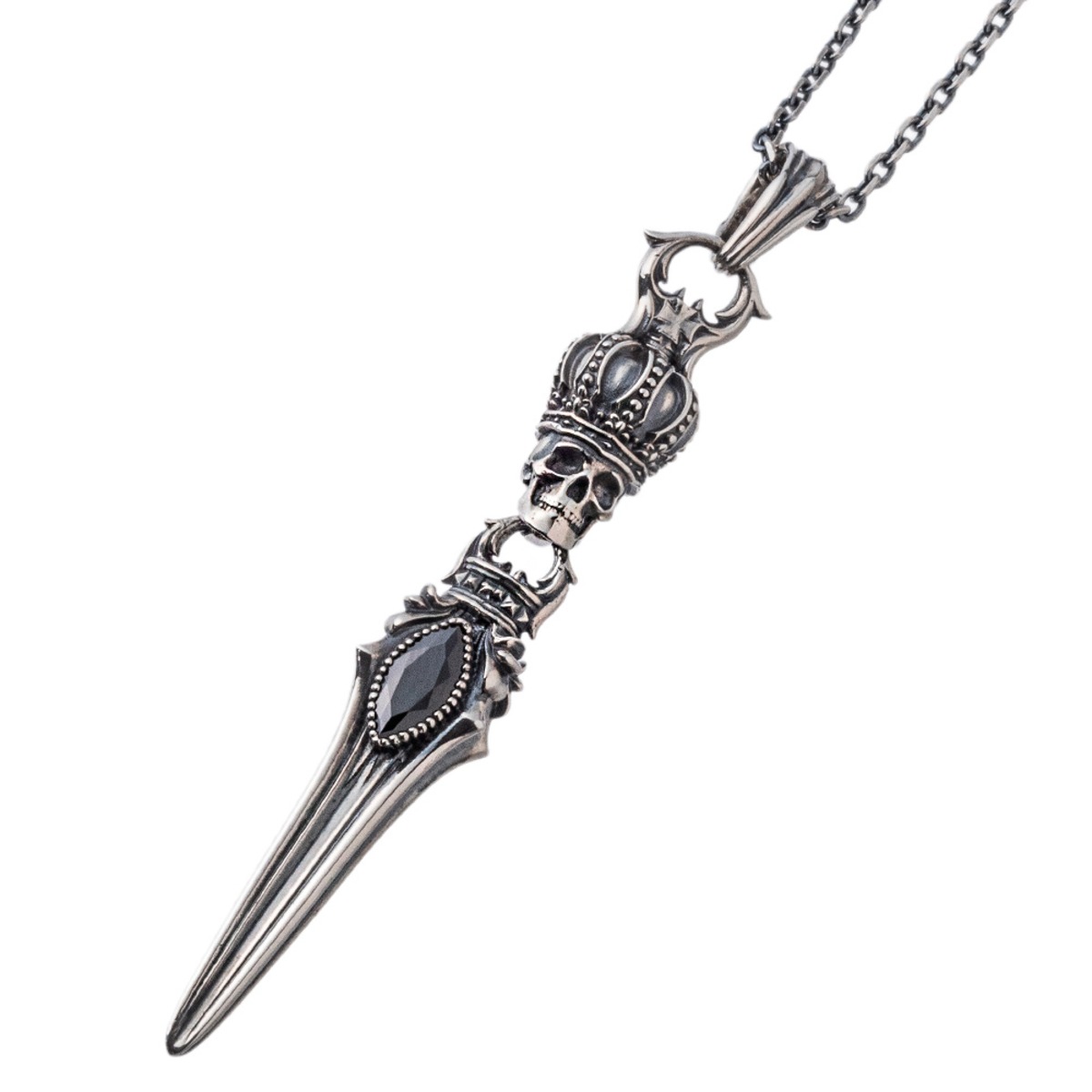 スカルクラウンダガーペンダント AKP0129 Skull Crown Dagger Pendant 