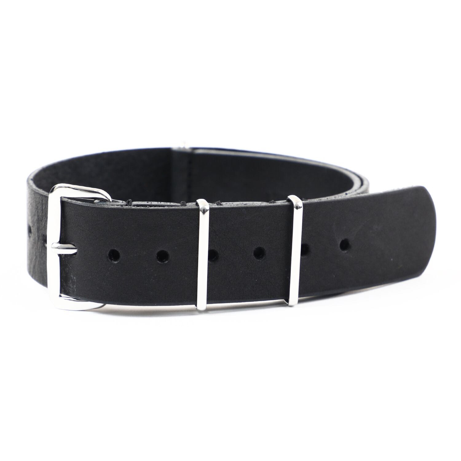 NATOストラップ Genuine Leather 黒 本革 時計ベルト バンド