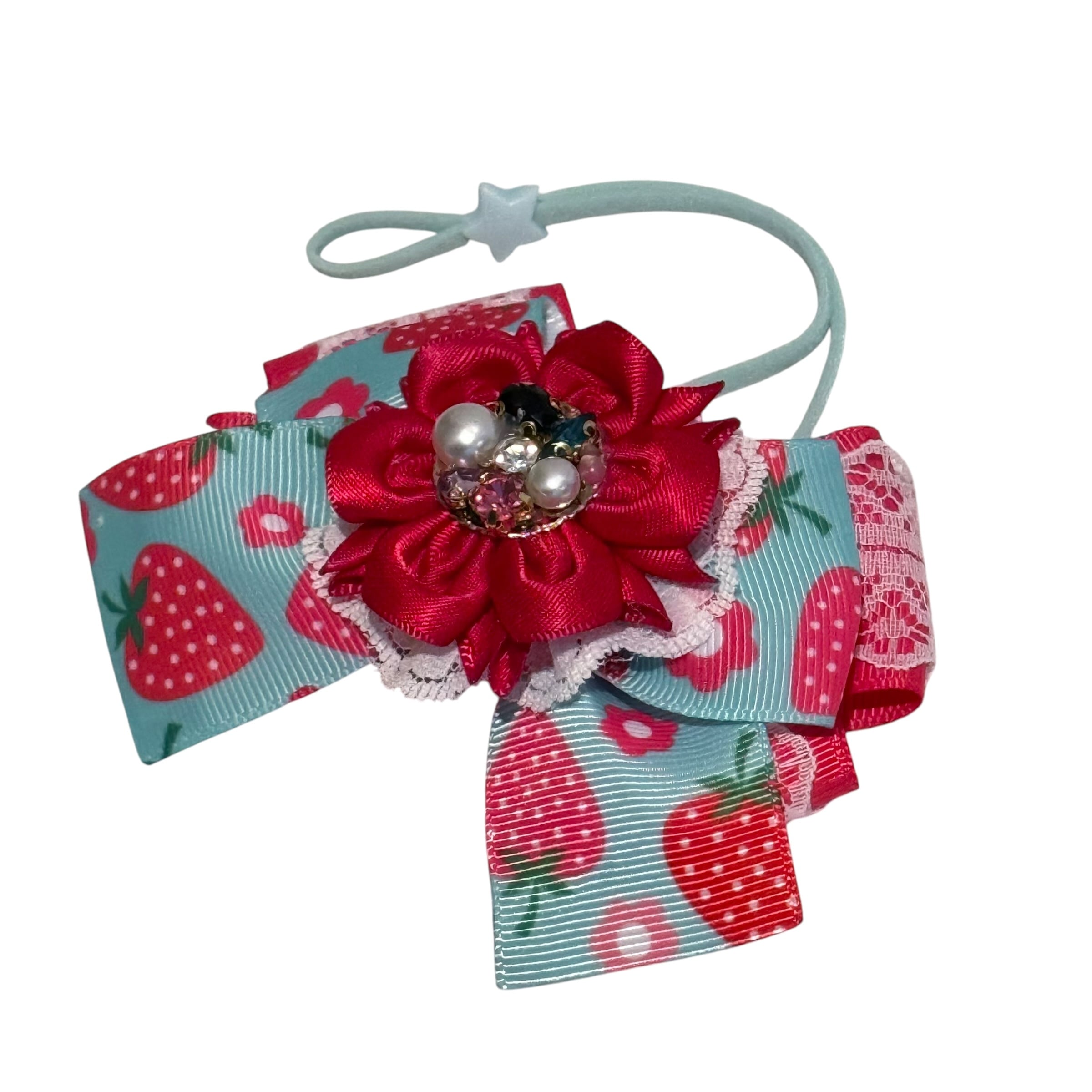 イチゴ祭り 犬猫チョーカー レギュラーサイズ お花モチーフ リボン 犬