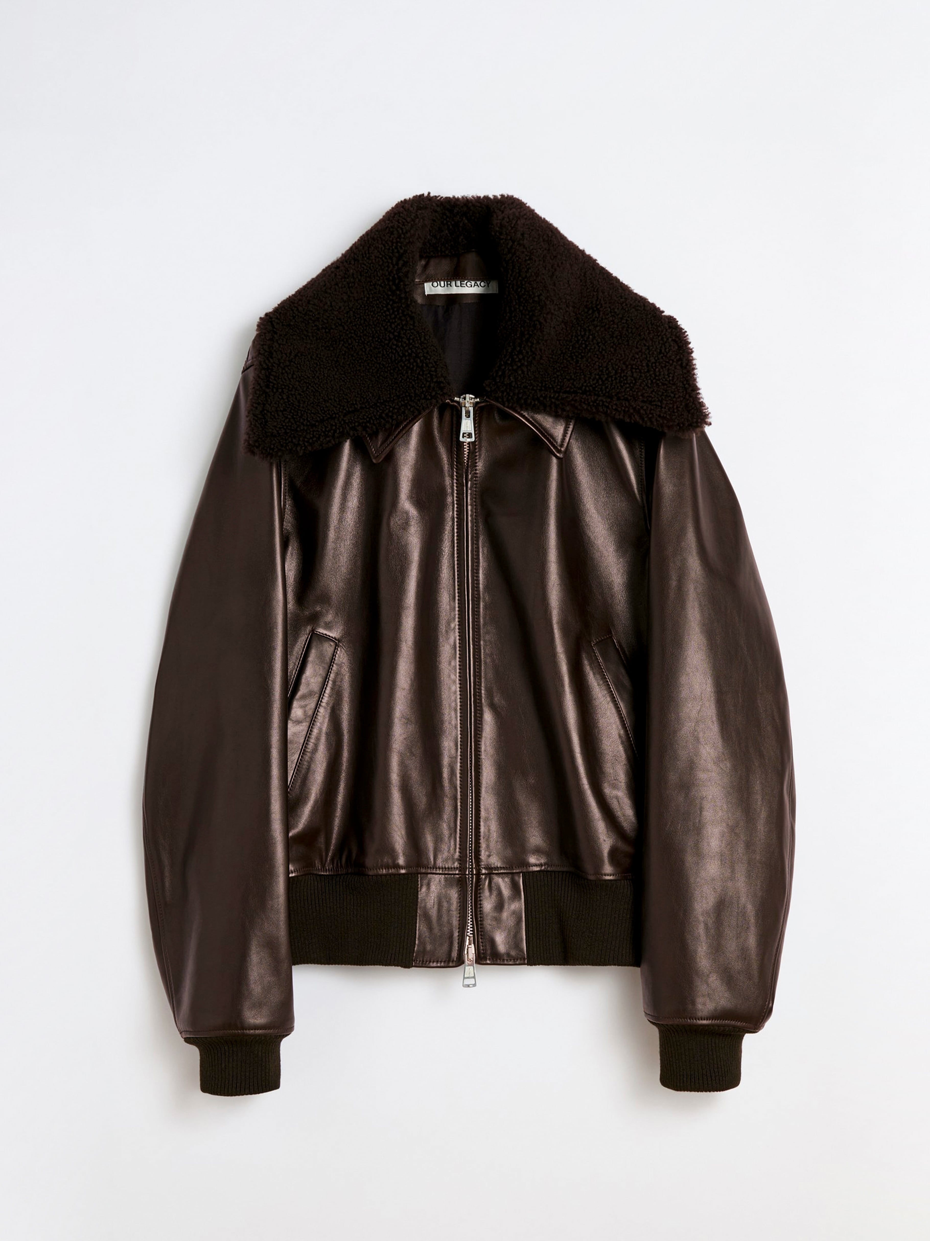 OUR LEGACY PHAROS BOMBER Umber Brown Fluid Calfskin M4259PU | BEST