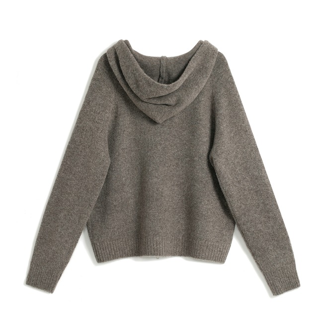 【ジップアップフード付きニットパーカー 】P02149