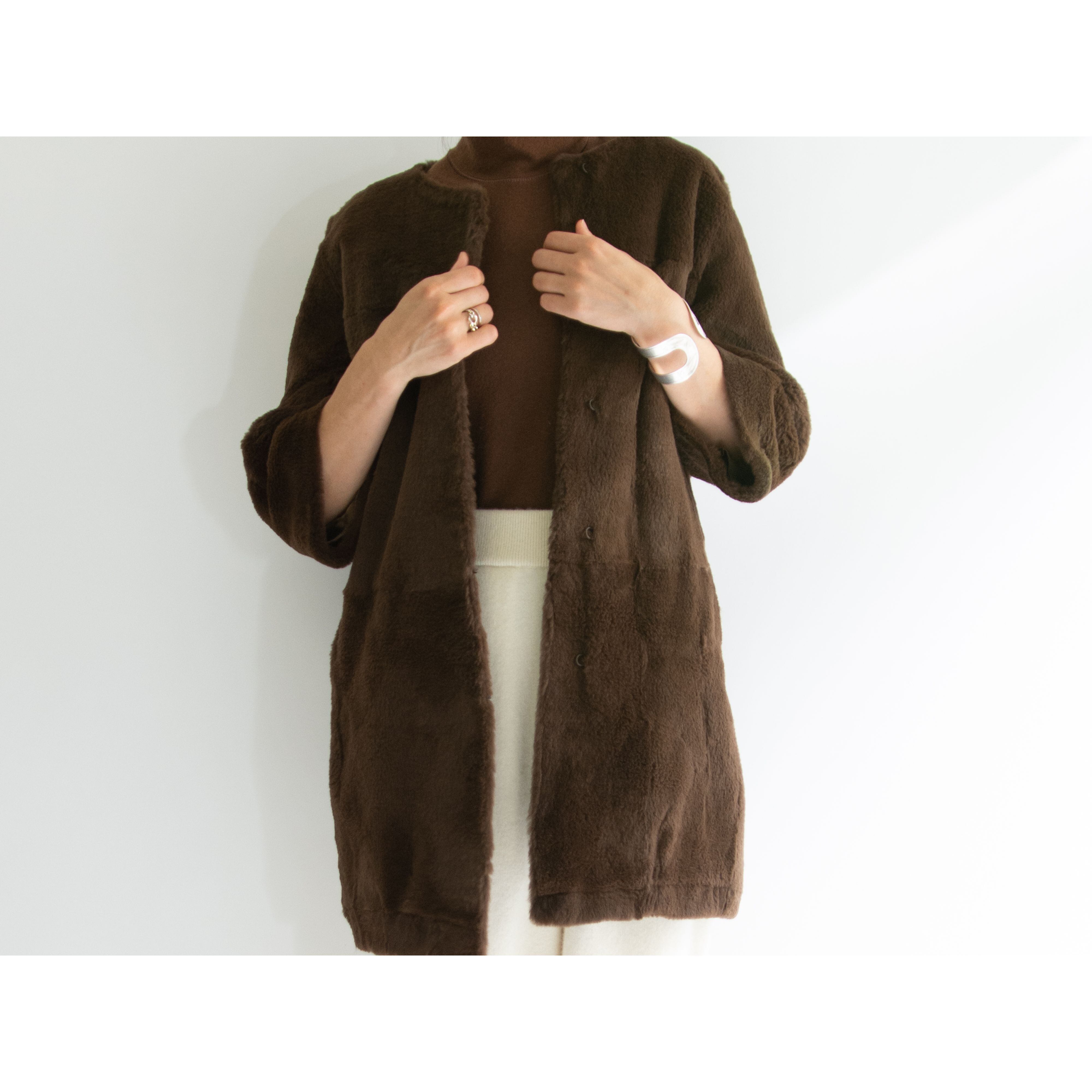 Anagram PARIS】Made in France Collarless Rabbit Coat（アナグラム ...