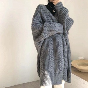 【送料無料】ニットカーディガン ざっくり編み ロングカーディガン ロングコート 長袖 厚手 羽織り オフィス ゆったり きれいめ おしゃれ シンプル カジュアル 30代 40代 50代 ベージュ グレー BY-155