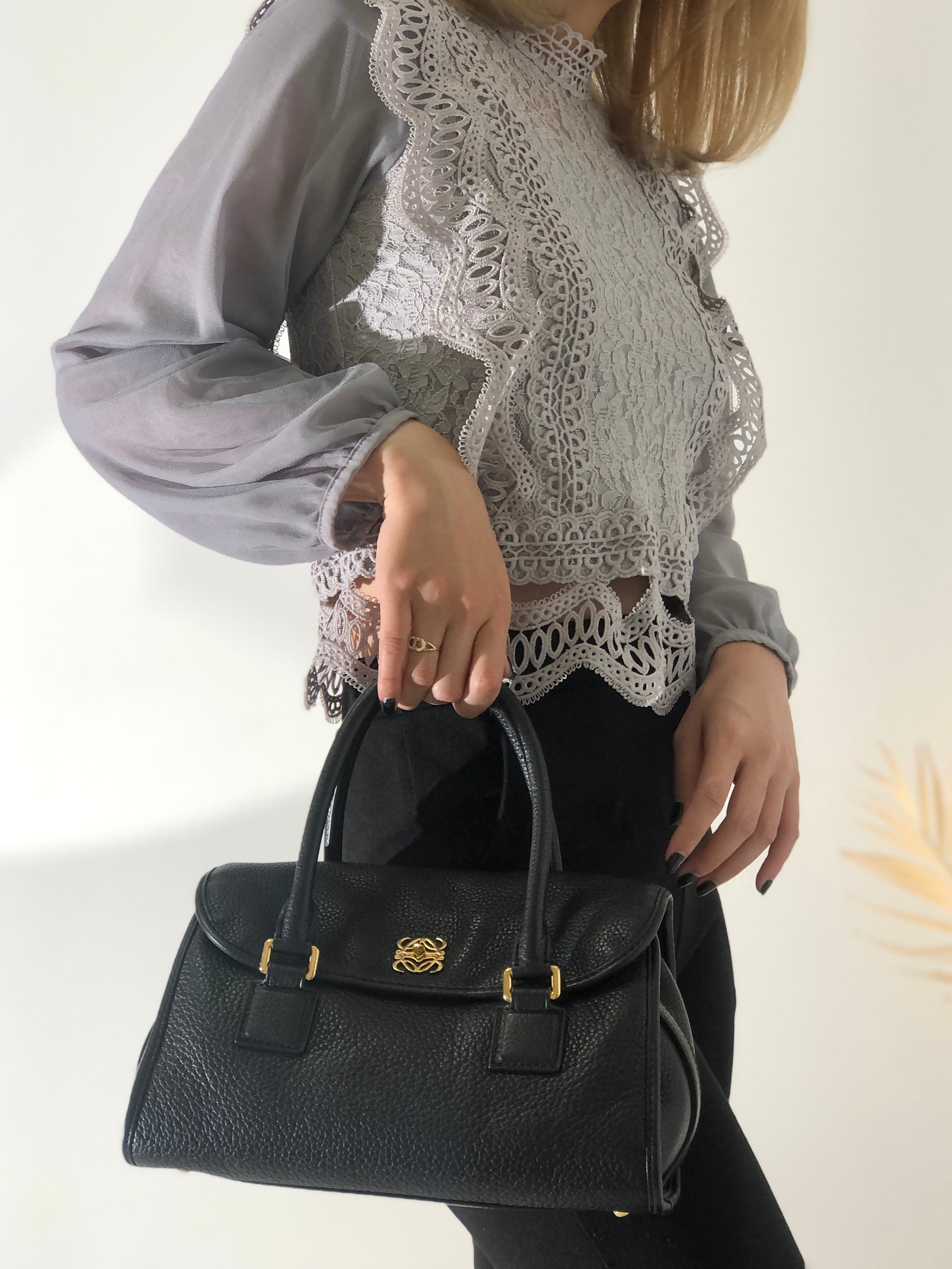 日本直送 名牌中古包 】LOEWE ロエベ アラモ アナグラム ターンロック 