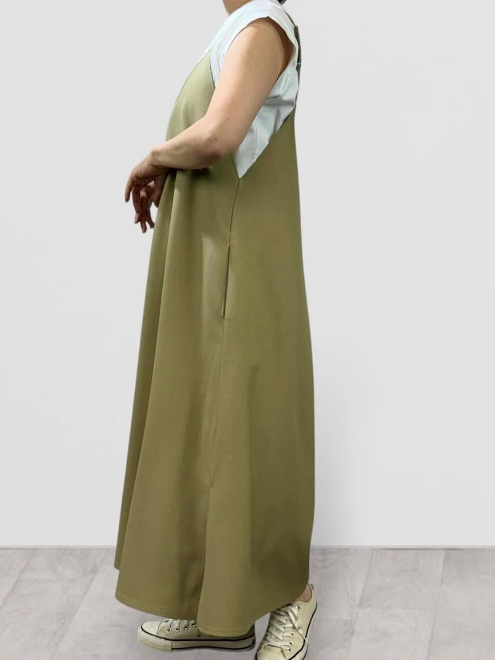 SALE】QTUME(クチューム)リネンライクアシメタックキャミドレス SALE】QTUME(クチューム)リネンライクアシメタックキャミドレス