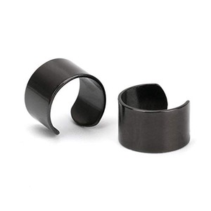 【数量限り】両耳用2点セット シンプルイヤーカフ メンズ レディース ステンレス シルバー ブラック 小ぶり ゴールド 男性 挟むだけ silver 耳の穴不要 金属アレルギー対応(ブラック)