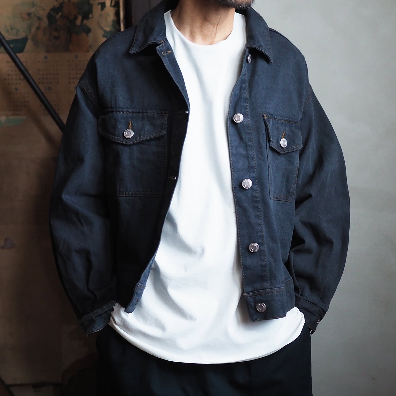 おみつのおつくろい オーバーダイドデニムジャケット・インディゴカフス