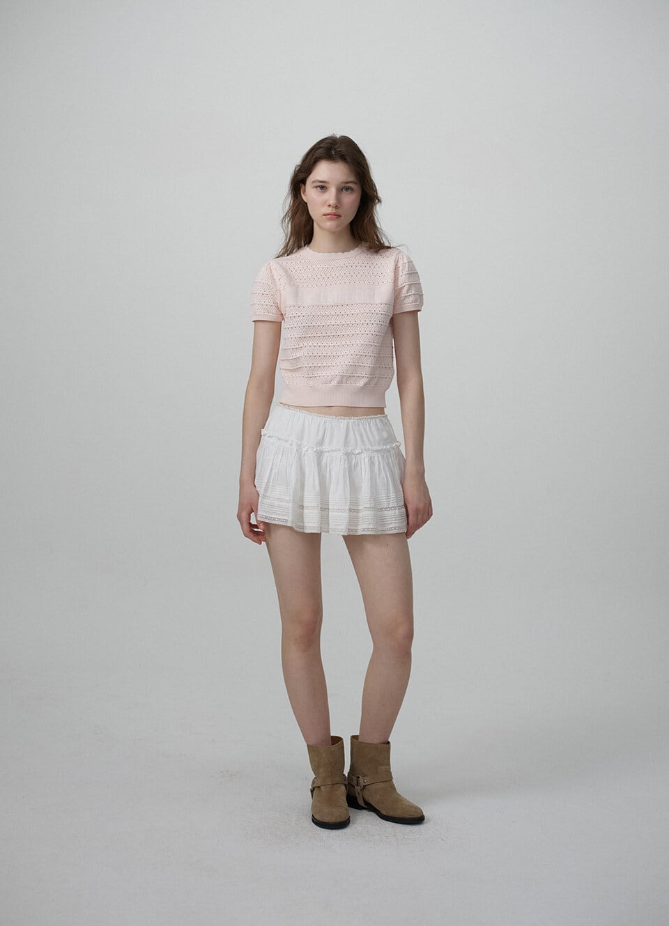 6月中旬発送 [The Barnnet] Helen Logo Jacquard Knit Top_Navy 正規品