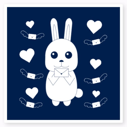 うさぎのラブレター[ミッドナイトブルー]  (ステッカーB)