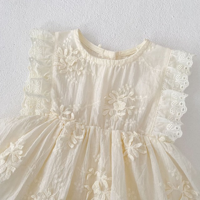 【BABY】フローラ刺繍レースフリルワンピースロンパース - 19
