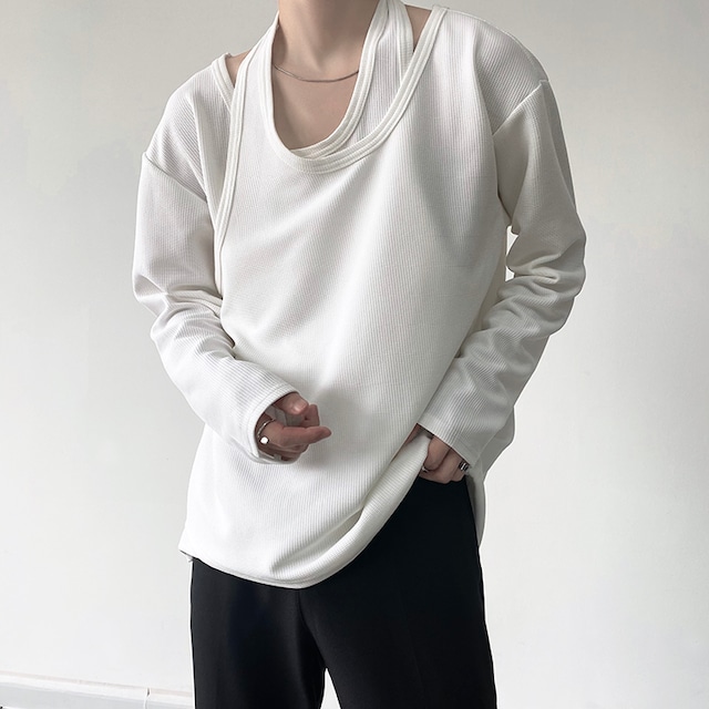 【Men】LAYERED DISIGN LONG SLEEVES TOP 2colors Z-173