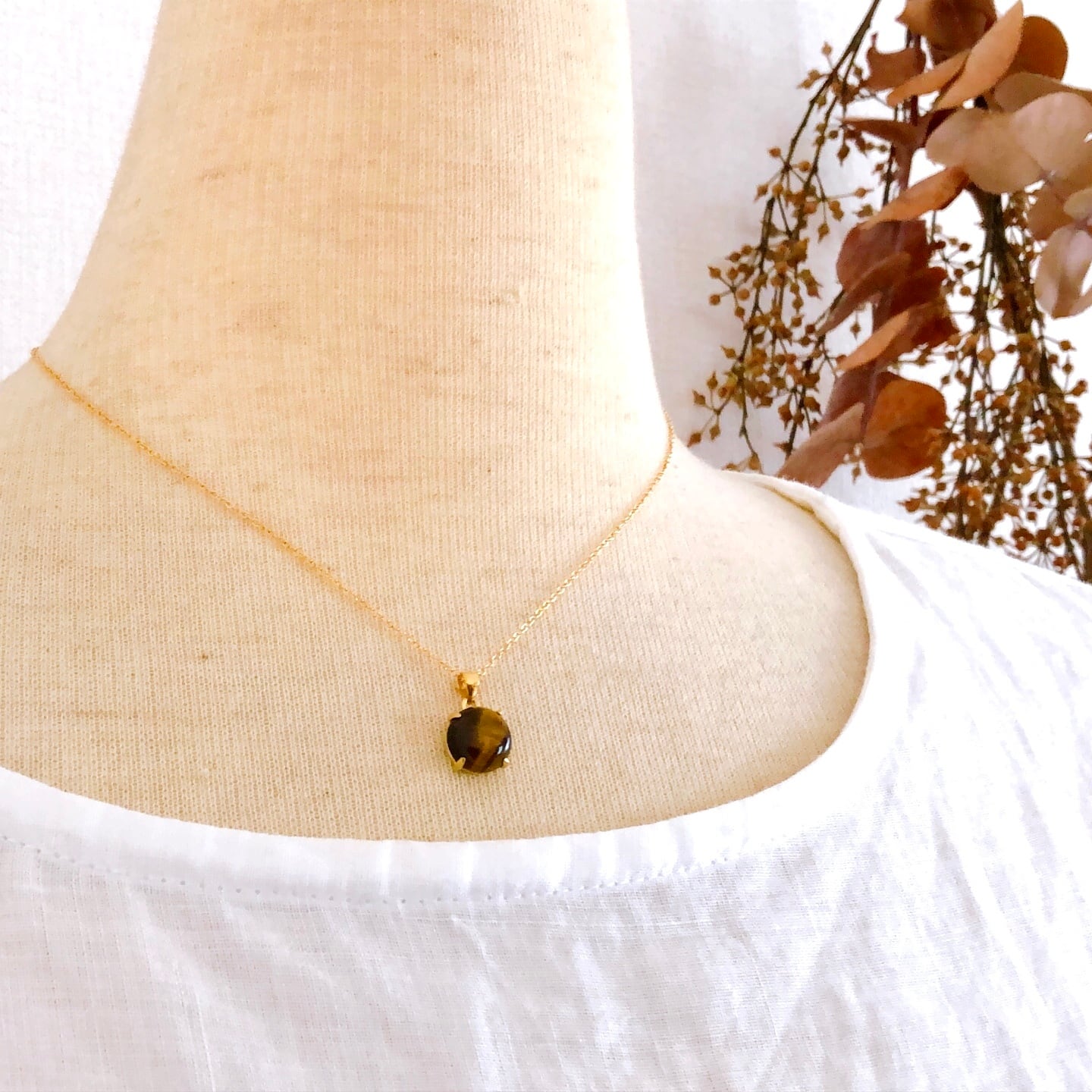 イエロータイガーアイ 14kgf製ネックレス 約40cm 天然石10mm | Anemoon