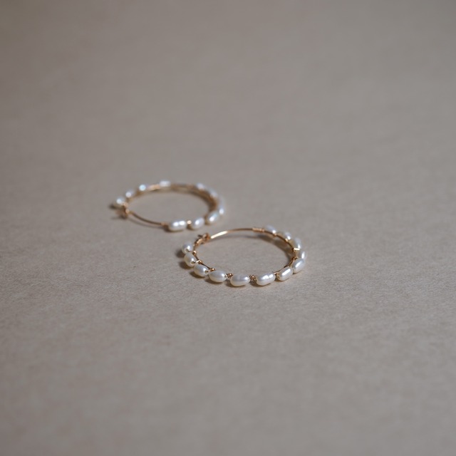 14KGF  ライスパールフープピアス