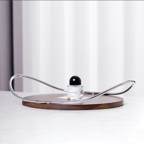 木製 トレイ ステンレス ハンドル 持ち手付き 円形 ウォールナット ナチュラル おしゃれ 北欧 モダン ディスプレイトレイ インテリア雑貨 小物置き アクセサリートレイ