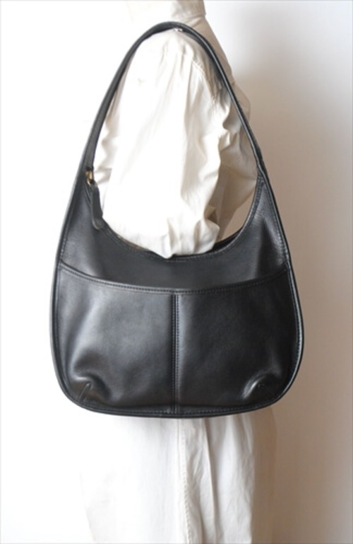 USA製 COACH オールドコーチ ショルダーバッグ 本革 レザー コーチ ホーボーバッグ ブラック 黒色 メンズ レディース_211005 ifg2152