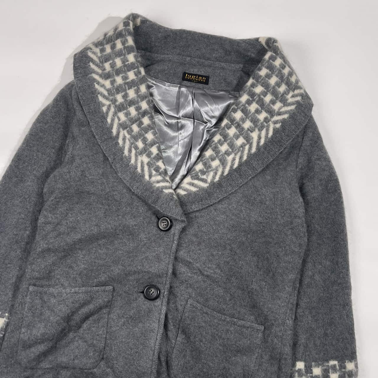 カシミヤ100% Jupian ジュピアン ショールカラー デザイン ニット ジャケット 9/グレー レディース