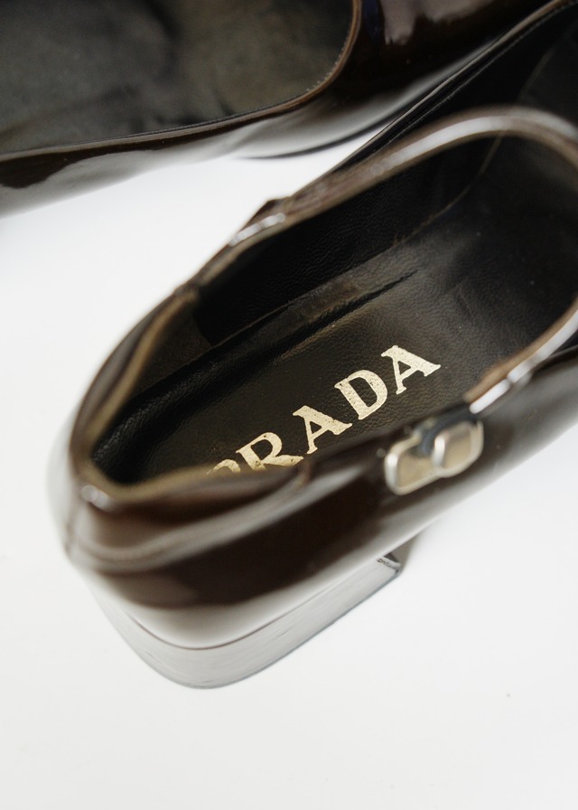 PRADA patent leather square toe pumps