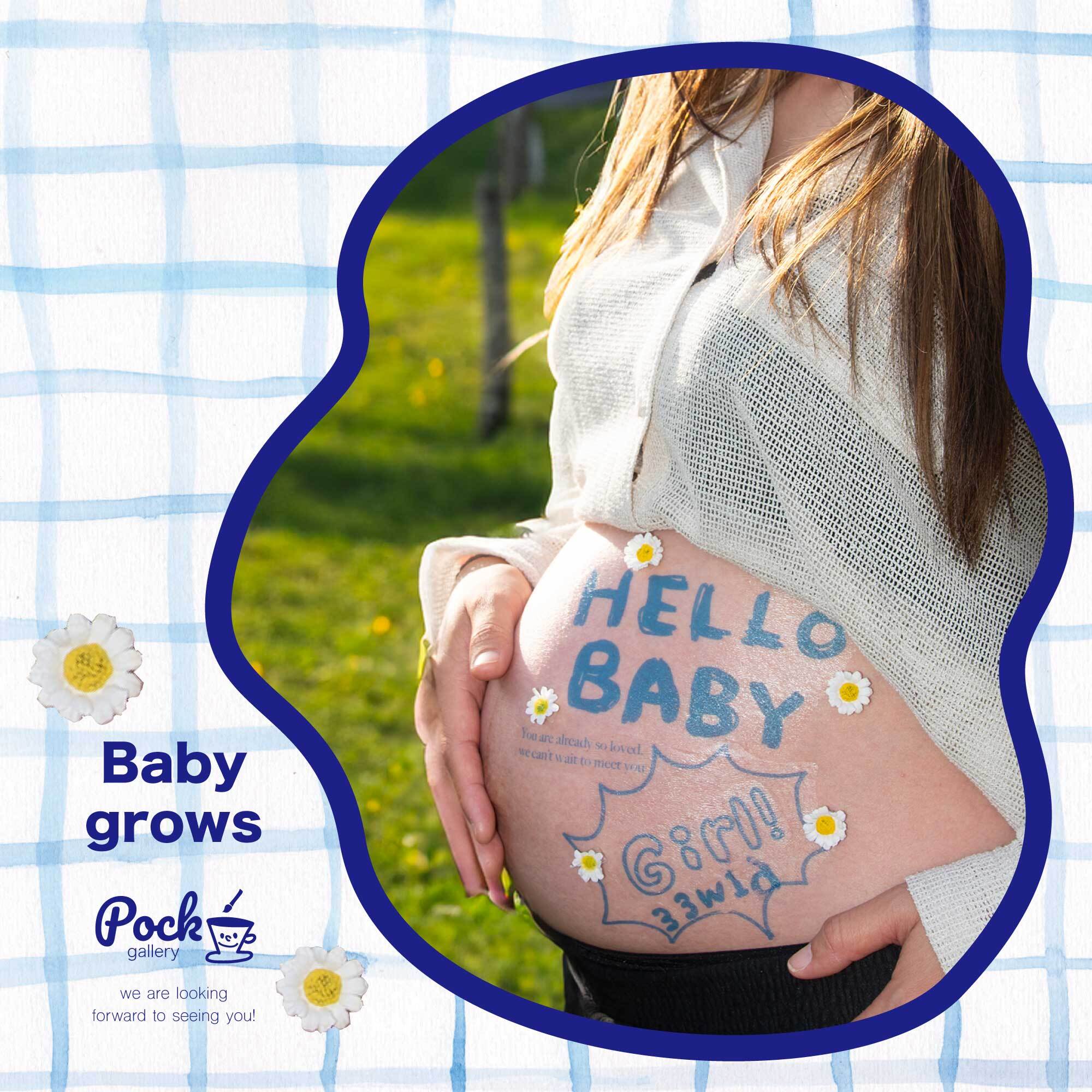 【new】Baby grows【Flowerシール付きマタニティペイントシール】