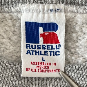 【Russell】メキシコ製 ワンポイントロゴ 刺繍 Dean's milk chug ミルクチャグ アドバタイジング スウェット トレーナー L グレー US古着