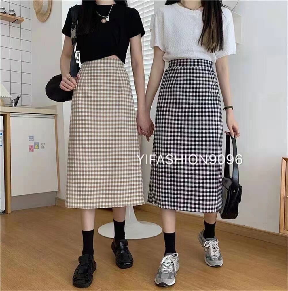 ブロックチェック　タイトスカート　AJ11352-5803