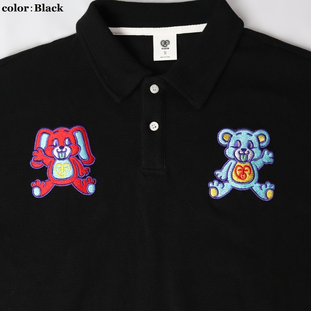 Rabbit and Bear Waffle Polo shirt（ラビット アンド ベアー ワッフル ポロ シャツ）【Black】