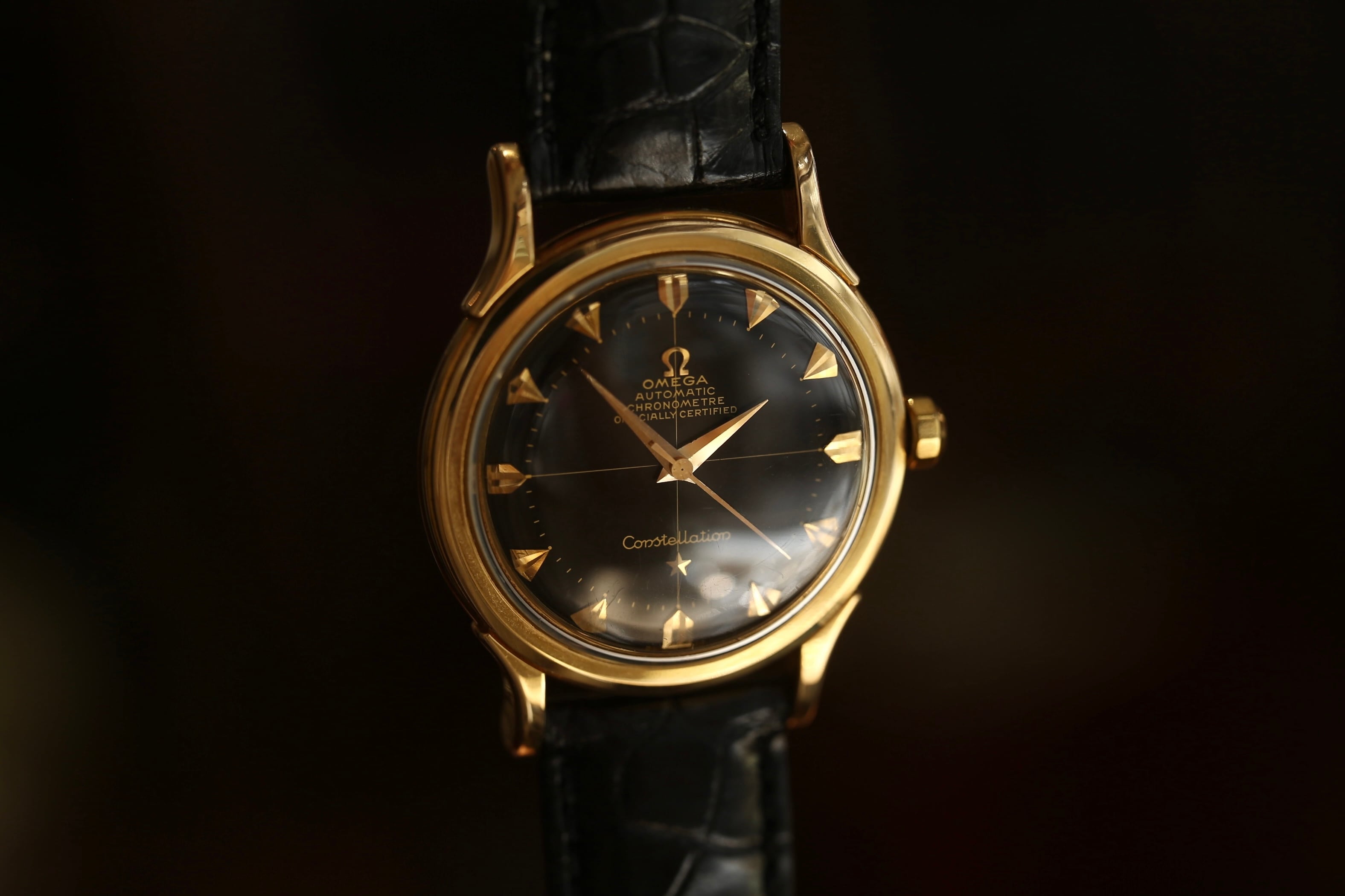 【OMEGA】 1952年製 オメガ コンステレーション『1st』 14金無垢 ブラックミラーダイヤル / Vintagewatch / Constellation / Cal.354 / Giltdial