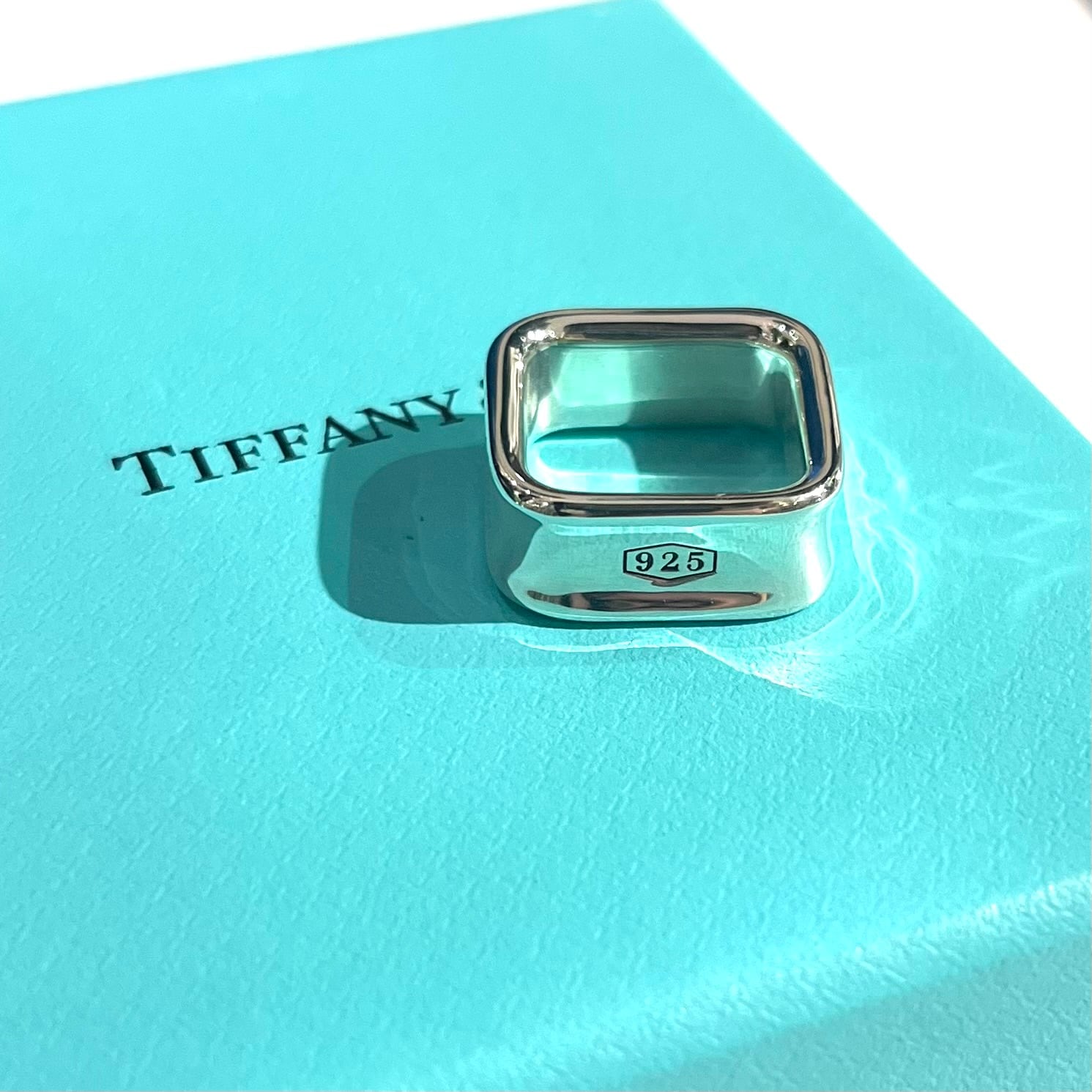 TIFFANY&CO.】1917 レア 1837スクエアリング／8号／シルバー925／立体