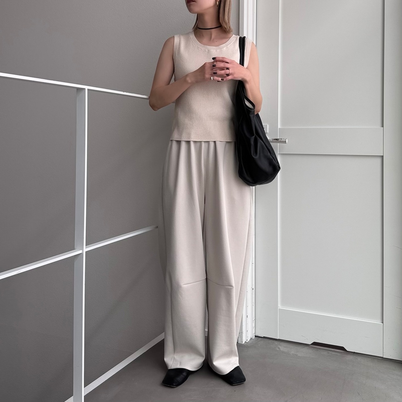 ヴィンテージライクリブtank/オフホワイト