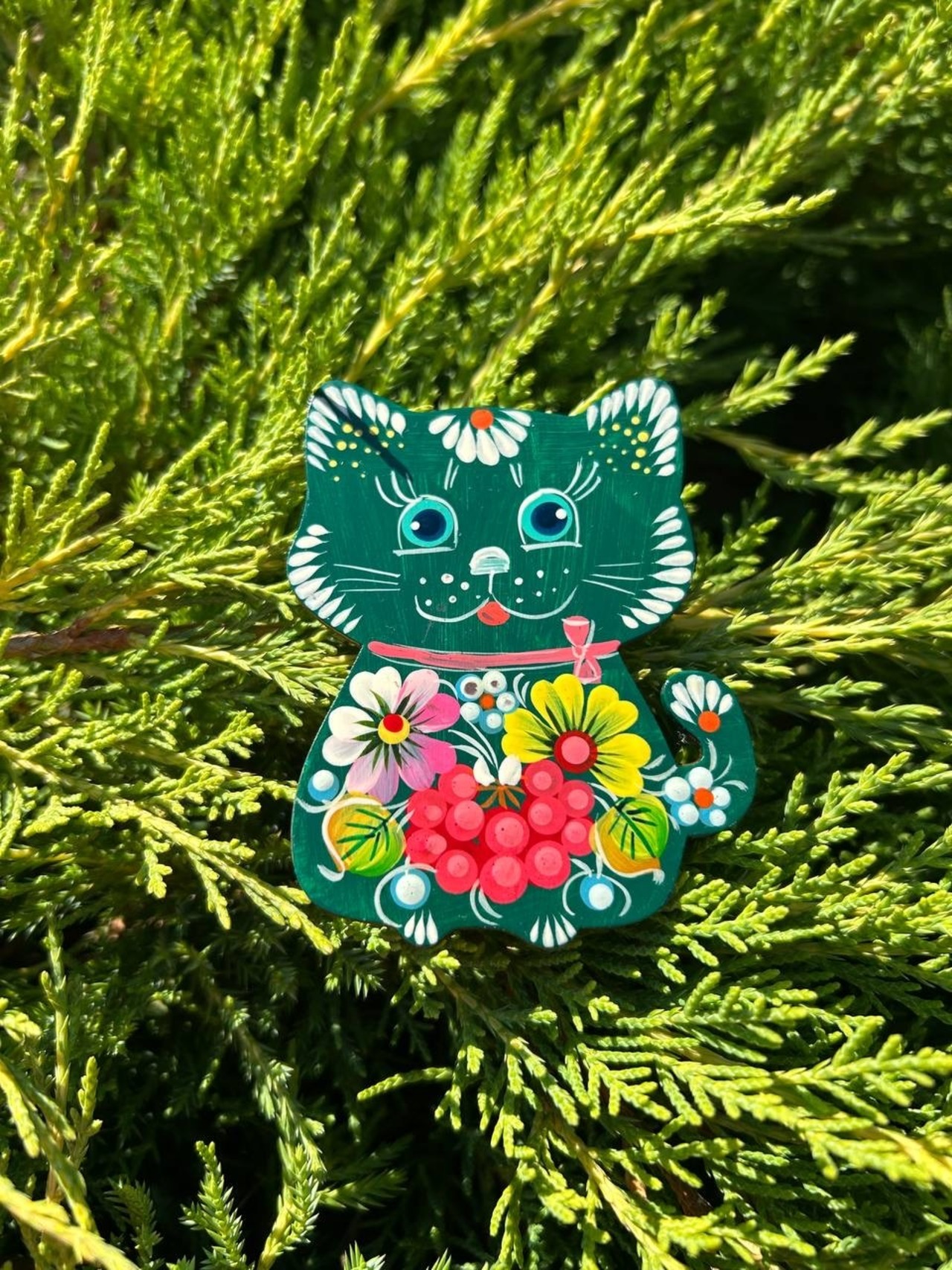 ペトリキフカ塗り　木製マグネット 　キャット　ねこ（Khomenko作） - 3