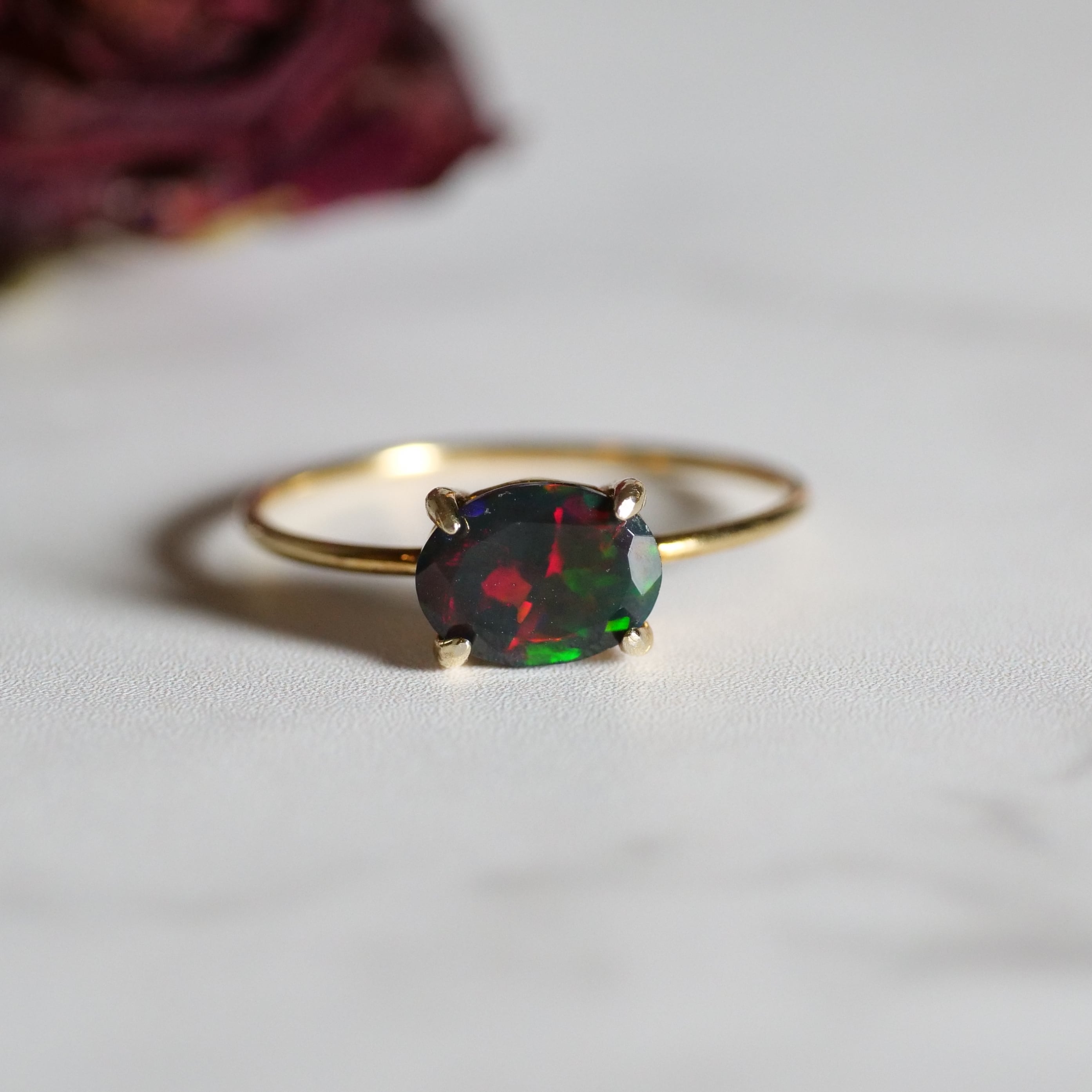 ブラックオパール オーバル リング No.4