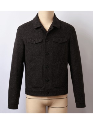 Wool Melton Trucker Jacket - Dark Brown
