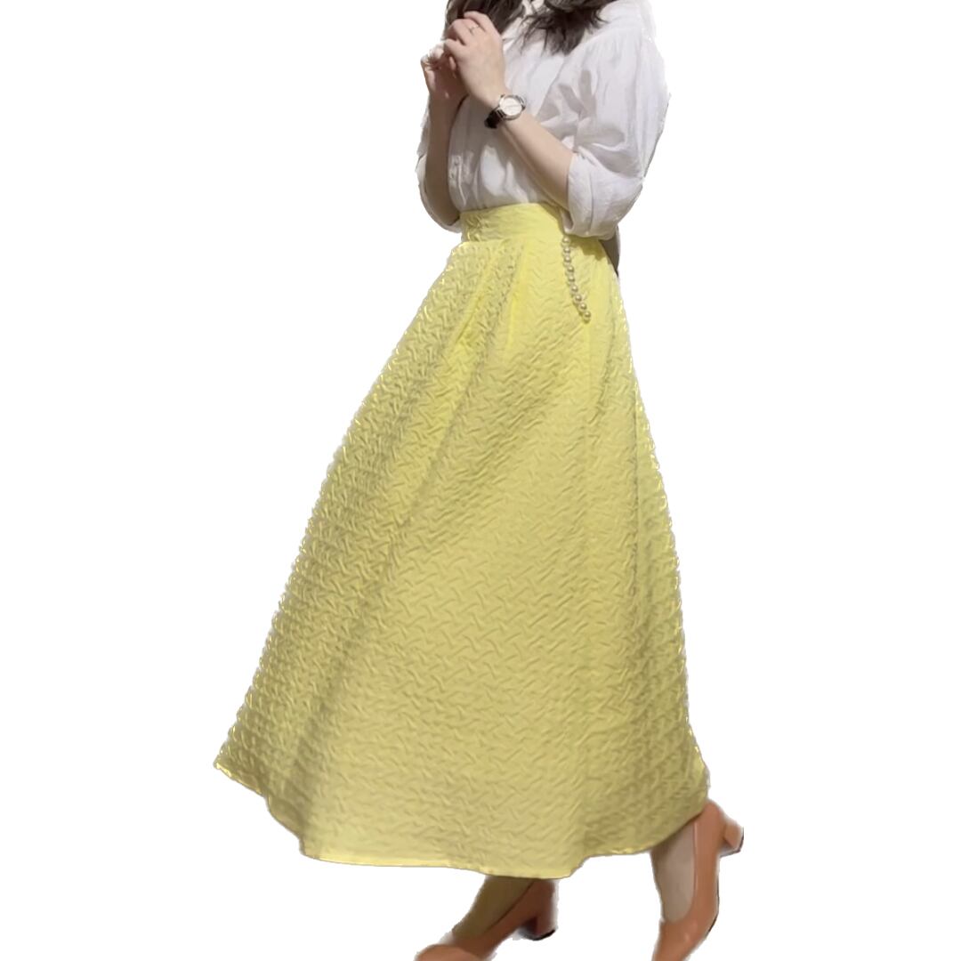 再入荷♡ 2023ポケットパール付きエンボスジャガードスカート