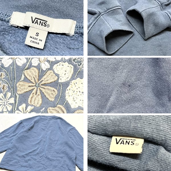 1点物◇バンズVANS花柄ロゴ刺繍スウェット古着SメンズレディースOK