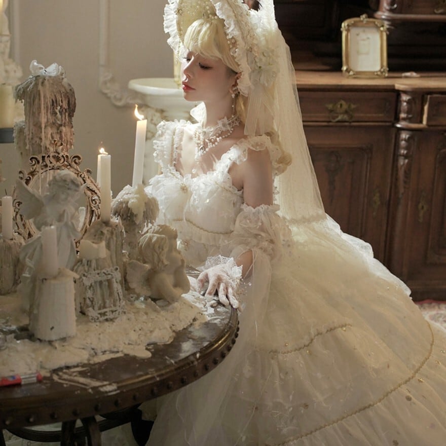 ロリィタドレス ホワイトロリィタ 花嫁衣裳 白無垢 ウエディング衣装