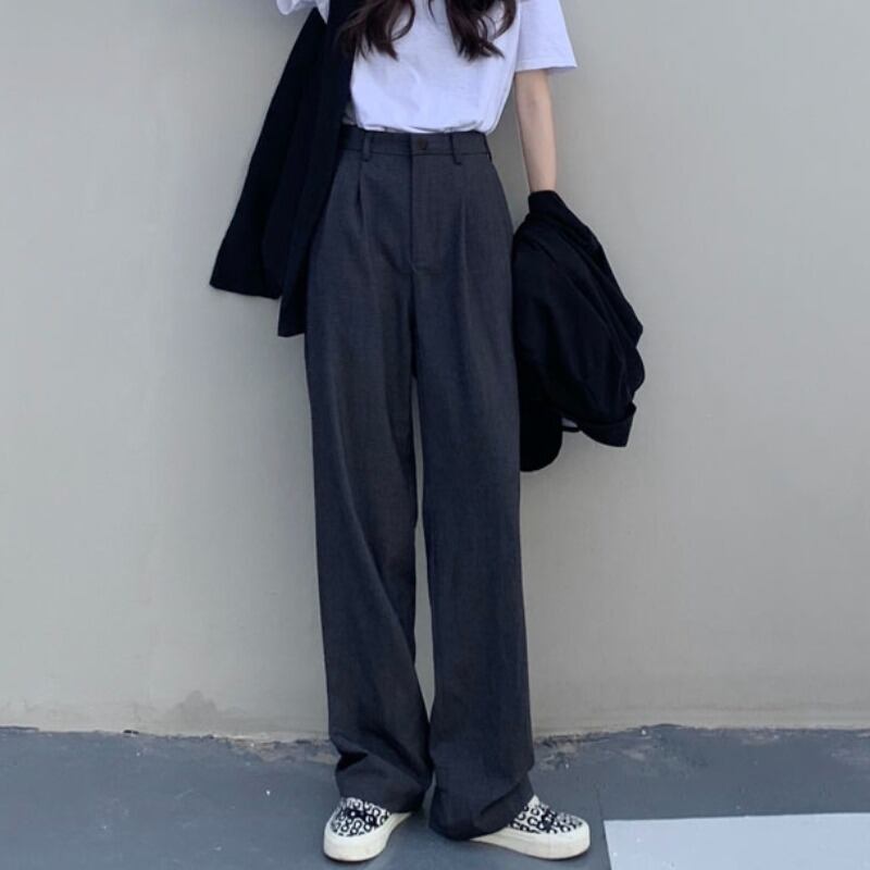 ブラック薄手ハイウェストルーズカジュアル YY-ファッション16166725902