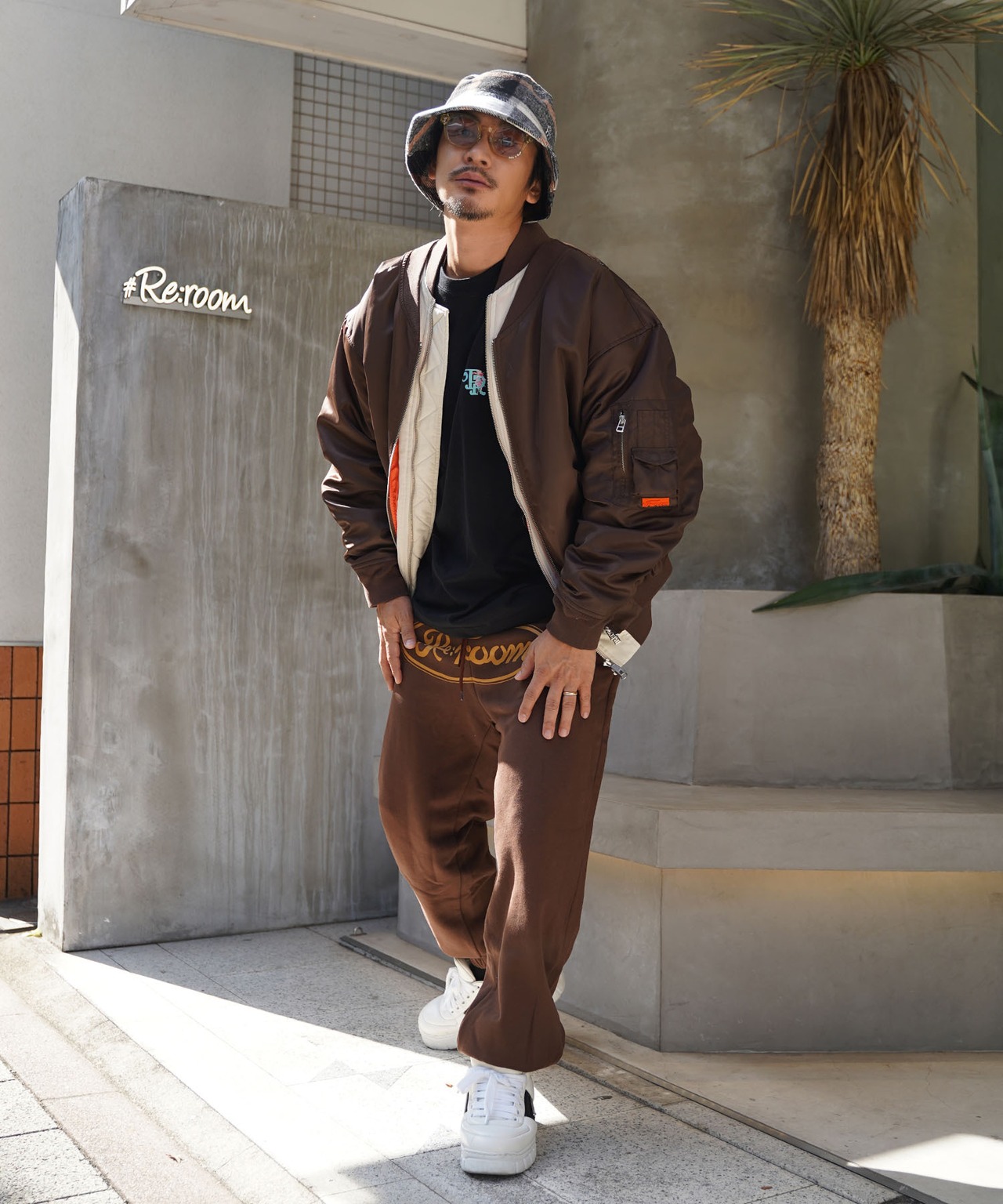 【#Re:room】BIG LOGO PRINT WIDE SWEAT PANTS［REP234］