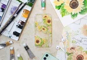 iPhone + Android ハードケース（透明・ひまわり柄）スマホケース // iPhone + Android Hard Case (Transparent / Sunflower Design) Smart Phone Case