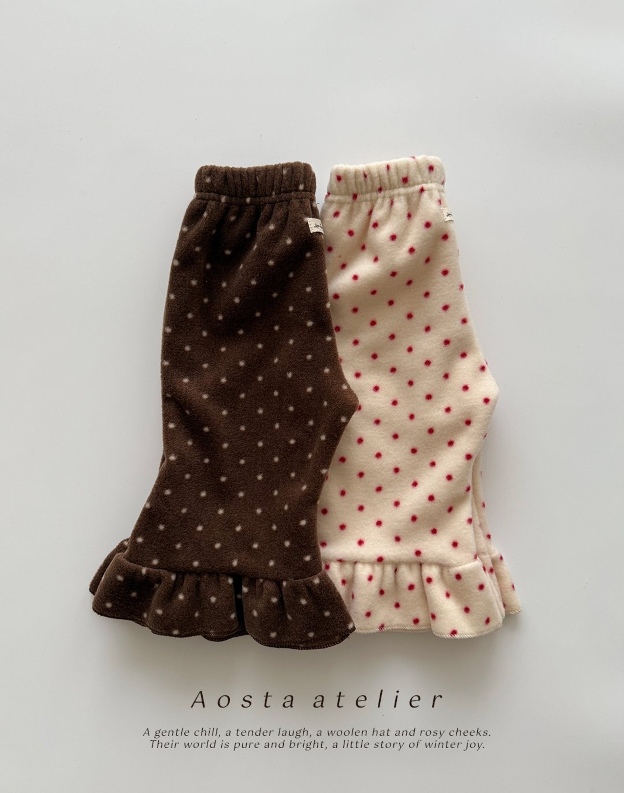 【Aosta】 ドットキャンディパンツ／アイボリードット（70–110cm）2025冬 - 2