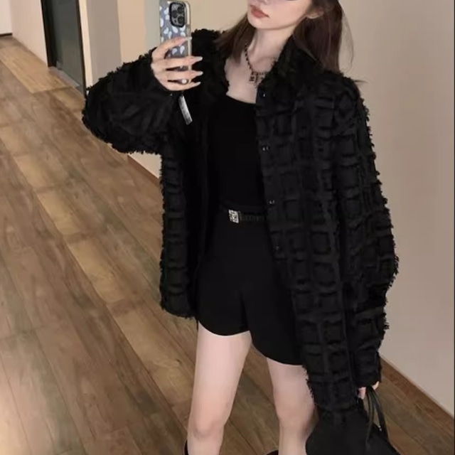 square jacquard shirt jacket 10172