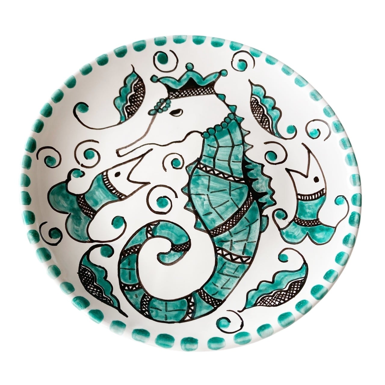 絵皿 20cm CRC033 マヨリカ焼き タツノオトシゴ イタリア陶器